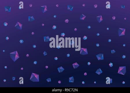 Vielen bunten Kristallen und Edelsteinen auf dunklem lila Hintergrund Stock Vektor