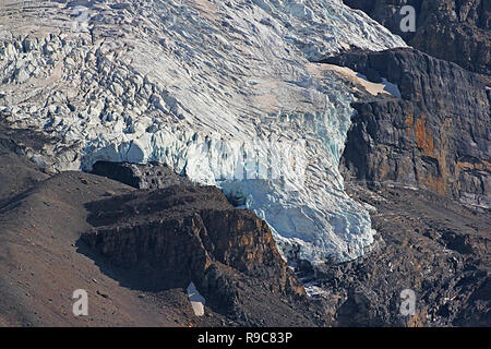 Die Athabasca Glacier ist einer der sechs wichtigsten "Zehen" der Columbia Icefield, das sich in den kanadischen Rockies. Stockfoto