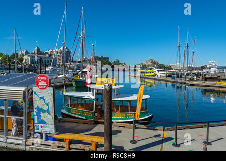 Kanada, British Columbia, Victoria, Hafen, Wassertaxi, Harbour Fähre Route Karte Stockfoto