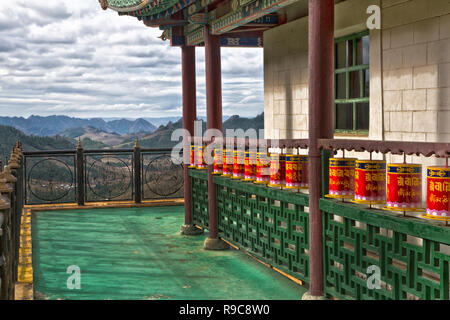 Aryaval Meditation Center und Kloster in Gorkhi-Terelj Nationalpark, der Mongolei. Stockfoto