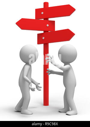 Zwei Mann, der vor einem Schild Stockfoto