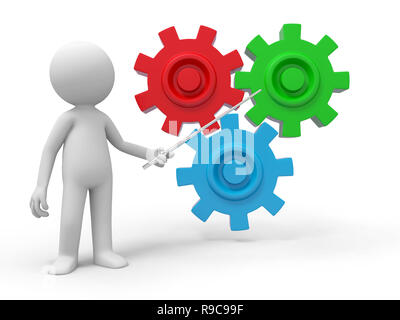 Ein Mann erklärt die Frage Stockfoto