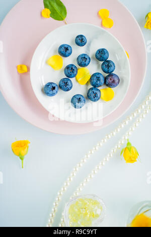 Schöne bluberries - frisches Obst und gesunde Ernährung gestaltete Konzept, elegante Optik Stockfoto