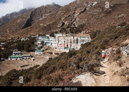 Der Sherpa Village des Oberen Pangboche, Everest Region, Khumbu, Nepal Stockfoto