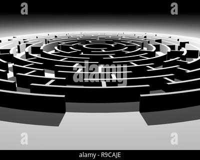 Runde 3D-Labyrinth der grauen Farbe Stockfoto
