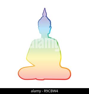 Buddha Silhouette in Regenbogenfarben Vektor-illustration EPS 10. Stock Vektor