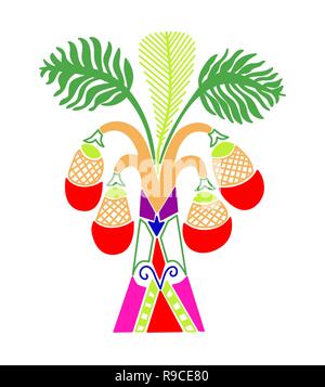 Palme mit Kokosnüssen in einem dekorativen modernen Stil Stock Vektor