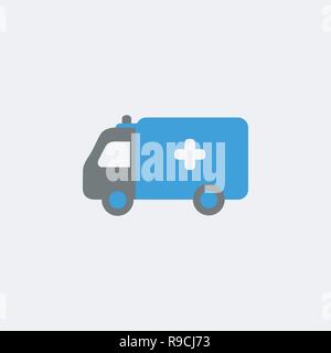 Krankenwagen flachbild Symbol Vektor auf weißem Hintergrund Stock Vektor