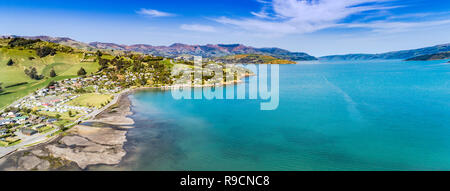 Akaroa Bay Area South Island, Neuseeland Stockfoto