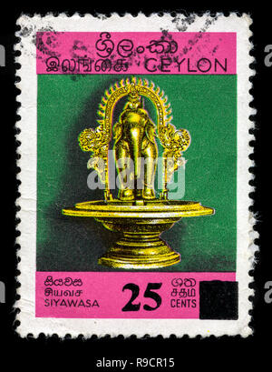 Poststempel Stempel aus Ceylon in der Archäologie in der Serie 1971 Stockfoto