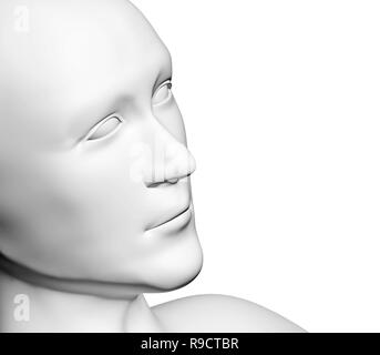 Menschlichen Kopf von weißer Farbe. Auf weiß Isoliert Stockfoto
