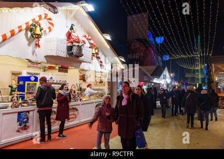 2018 Weihnachtsmarkt im Jardin des Tuileries, Paris, Frankreich Stockfoto