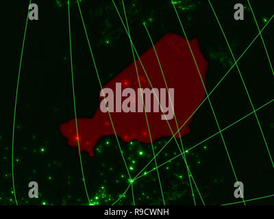 Niger auf grüner Karte mit Netzwerken. Konzept der internationalen Reisen, Kommunikation und Technologie. 3D-Darstellung. Elemente dieses Bild von Stockfoto