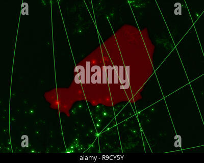 Niger auf grüner Karte mit Netzwerken. Konzept der internationalen Reisen, Kommunikation und Technologie. 3D-Darstellung. Elemente dieses Bild von Stockfoto