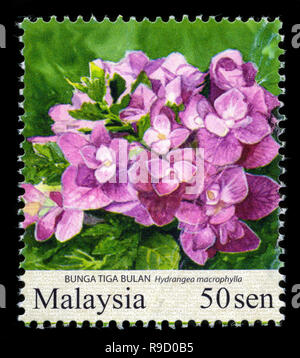 Briefmarke aus Malaysia im Garten Blumen Serie in 201 ausgegeben Stockfoto