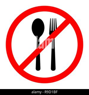 Rot verbot Essen anmelden. Vector Illustration. Kein Essen anmelden. Kein Essen erlaubt unterzeichnen. Stock Vektor