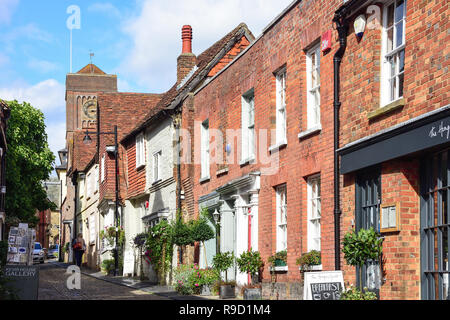 Kopfsteinpflaster und Periode Häuser, Lombard Street, Petworth, West Sussex, England, Vereinigtes Königreich Stockfoto