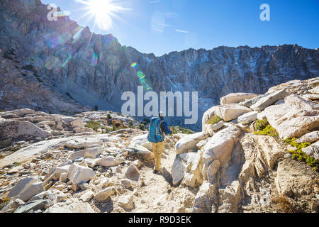 Wanderung in der Wind River Range in Wyoming, USA. Herbst Saison. Stockfoto