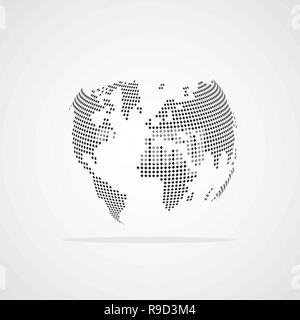 Gepunktete Weltkarte im flachen Stil. Vector Illustration. Abstrakte Earth Globus, isoliert. Stock Vektor