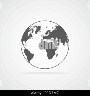 Graue Welt Symbol Karte im flachen Stil. Vector Illustration. Earth Globus Symbol isoliert. Stock Vektor