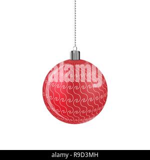 Red christmas Ball. Vector Illustration. Hängende Christmas Ball isoliert Stock Vektor