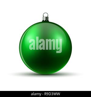 Green Christmas Ball, isoliert. Vector Illustration. Glänzend realistische Christmas Ball Stock Vektor