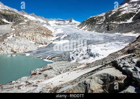 Landschaft der Rhonegletscher, der Quelle der Rhone, Wallis, Schweiz Stockfoto
