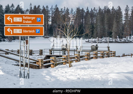 Nationalpark Harz im Winter Oderteich Stockfoto