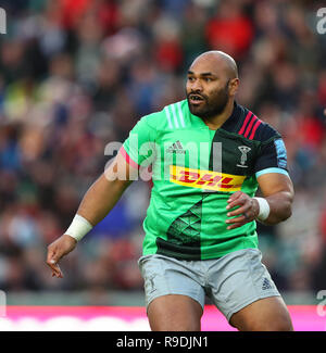 Leicester, Großbritannien: 22. Dez 2018. Paul Lasike in Aktion für Harlekine während der Premiership Runde 10 Spiel zwischen Leicester Tigers und Harlekine rfc. © Phil Hutchinson/Alamy leben Nachrichten Stockfoto