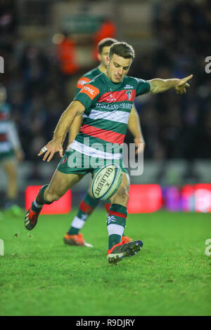 Leicester, Großbritannien: 22. Dez 2018. George Ford tritt für Position während der Premiership Runde 10 Spiel zwischen Leicester Tigers und Harlekine rfc. © Phil Hutchinson/Alamy leben Nachrichten Stockfoto