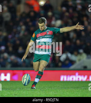 Leicester, Großbritannien: 22. Dez 2018. George Ford tritt für Position während der Premiership Runde 10 Spiel zwischen Leicester Tigers und Harlekine rfc. © Phil Hutchinson/Alamy leben Nachrichten Stockfoto