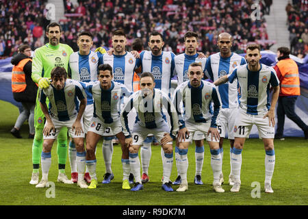 Madrid, Madrid, Spanien. 22 Dez, 2018. Die RCD Espanyol team Foto während La Liga Match zwischen Atletico de Madrid und der RCD Espanyol an Wanda Metropolitano Stadion in Madrid, Spanien. Credit: LEGAN S. Mace/SOPA Images/ZUMA Draht/Alamy leben Nachrichten Stockfoto