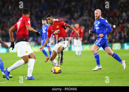 Cardiff, Großbritannien. 22 Dez, 2018. Marcus Rashford von Manchester United in der Premier League Match zwischen Cardiff City und Manchester United an der Cardiff City Stadium, Cardiff, Wales am 22. Dezember 2018. Foto von Dave Peters. Nur die redaktionelle Nutzung, eine Lizenz für die gewerbliche Nutzung erforderlich. Keine Verwendung in Wetten, Spiele oder einer einzelnen Verein/Liga/player Publikationen. Credit: UK Sport Pics Ltd/Alamy leben Nachrichten Stockfoto