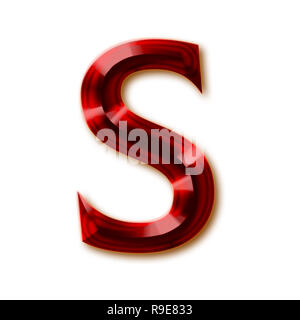 Buchstabe S vom stilvollen facettierte Rubin Alphabet, glänzenden Edelstein Buchstaben, Zahlen und Satzzeichen Stockfoto