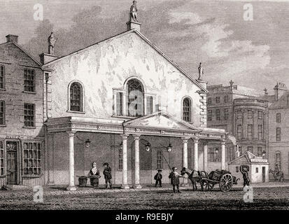 Das alte Theater Royal auf der Princes Street 1829, Edinburgh, Schottland, 19. Jahrhundert, Ansichten in Edinburgh von J.&H. S. Lagerhalter Stockfoto