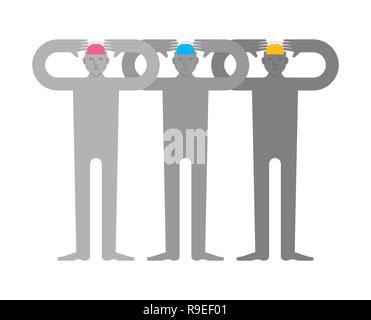 Brainstorming. Business Team denken. Gehirn im Kopf der Menschen. Gehirn im Schädel. Stock Vektor