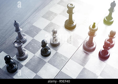 Alte hölzerne Schach Stockfoto