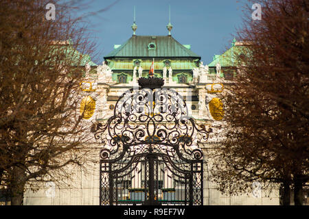 Obere Belvedere Palace. Das Belvedere ist einer barocken Schlossanlage von Prinz Eugen von Savoyen im 3. Bezirk in Wien gebaut. Österreich. Stockfoto