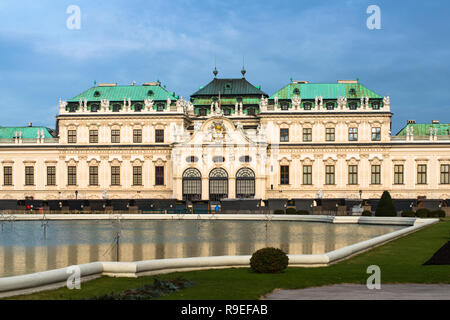 Obere Belvedere Palace. Das Belvedere ist einer barocken Schlossanlage von Prinz Eugen von Savoyen im 3. Bezirk in Wien gebaut. Österreich. Stockfoto