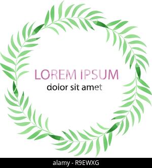 Blumen Farbe AQUARELL Vektor-illustration tropischen Kranz aus grünen Blättern auf weißem Hintergrund für scrapbooking Partei und Digital Print auf Karte und Stock Vektor