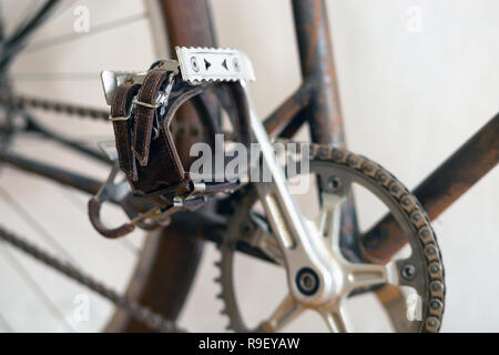 Pedal der Vintage Fahrrad mit toe Clip Stockfoto