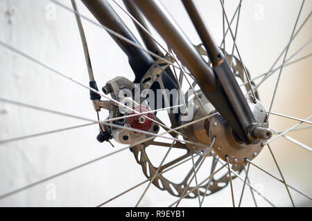 Mechanische Lamellenbremse auf alten Vintage Fahrrad Stockfoto