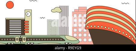 S-Bahnhof. Moderne Landschaft im flachen Design Stil Stock Vektor