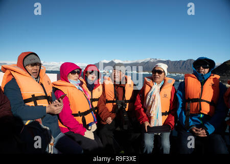 Chinesische Gruppe Touristen besuchen Island Schweden und Norwegen Stockfoto