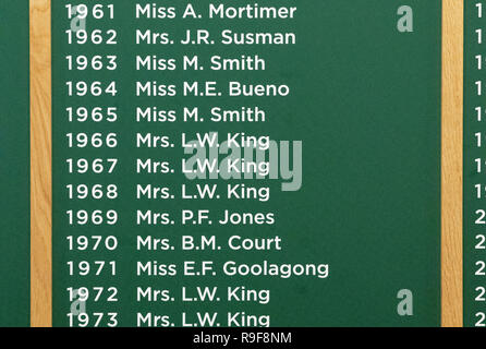 04. Juli 2018. Die Wimbledon Tennis Championships 2018 auf der All England Lawn Tennis und Croquet Club, London, England, UK statt. Ein display board i Stockfoto