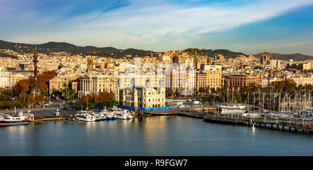 Hafen Port Vell, Rambla de Mar Hafenpromenade, Barcelona, Katalonien, Spanien Stockfoto