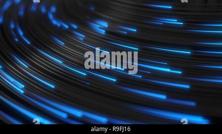 Schwarz Strings mit blauer Kopf in Dunkel. 3D-Darstellung Stockfoto