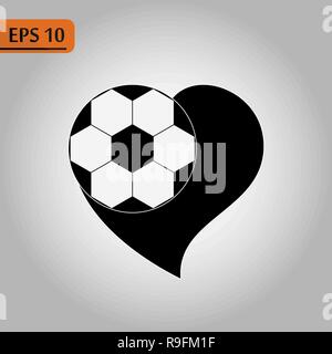 Stilisierte Fußball oder Football in der Unterseite eines Herz gewickelt. Eps 10. Stock Vektor