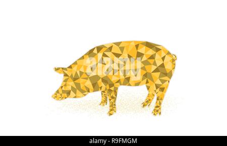 Golden pig Vector Illustration, Symbol von 2019, Schwein symbol Low-poly-Design Stock Vektor