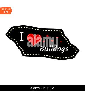 Ich liebe Bulldoggen Herz Valentinstag vector Wallpaper auf schwarzem Hintergrund.eps 10. Stock Vektor